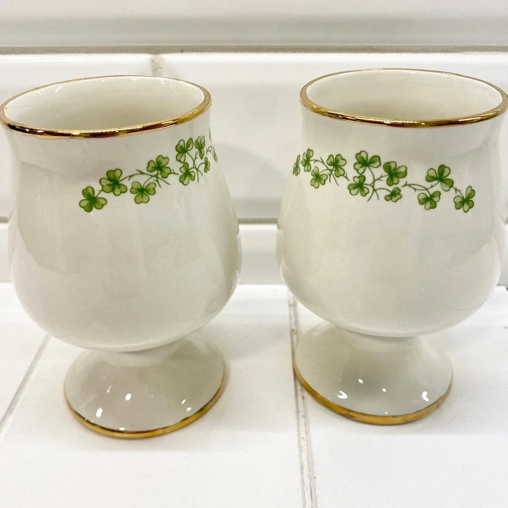 Vintage Carrigcraft Ceramic Irish Coffee Cup, Shamrock St Patrick's Day‎ Decor